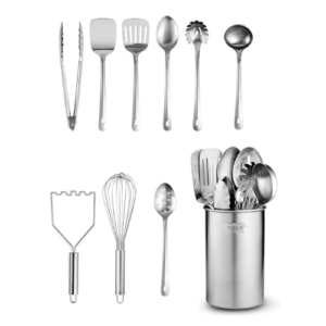 Kitchen Utensils Set - 10-Piece, Stainless-Steel Cooking Utensils