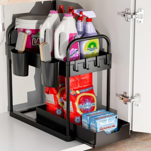 Under Sink Storage Kitchen Organiser, 2 Tier Sliding Kitchen Storage Under Sink shelf