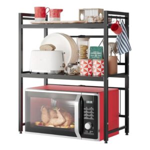 Microwave Oven Rack with 4 Hooks,Microwave Shelf Stand