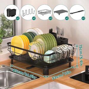 2 Tier Dish Drainer Rack with Drip Tray, Detachable Large Dish drying Rack